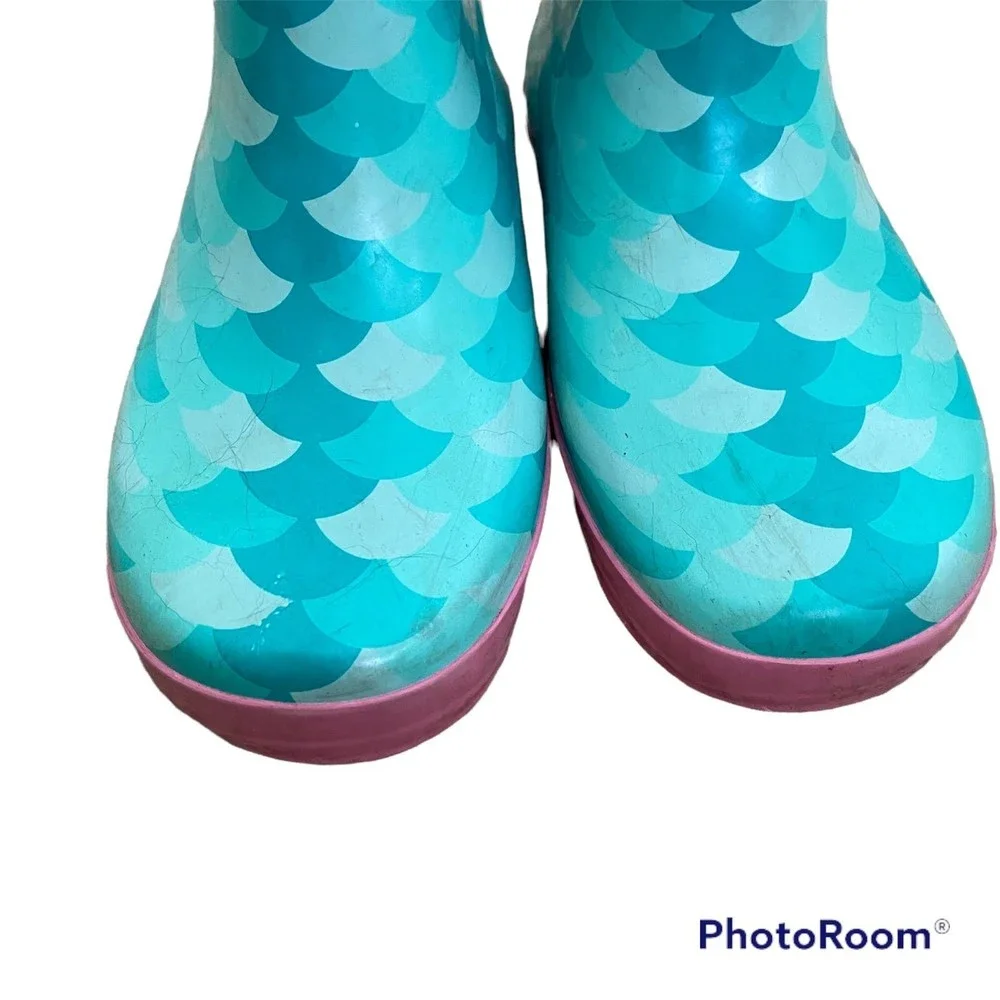 Pink and Mint Mermaid Lined Rain Boots